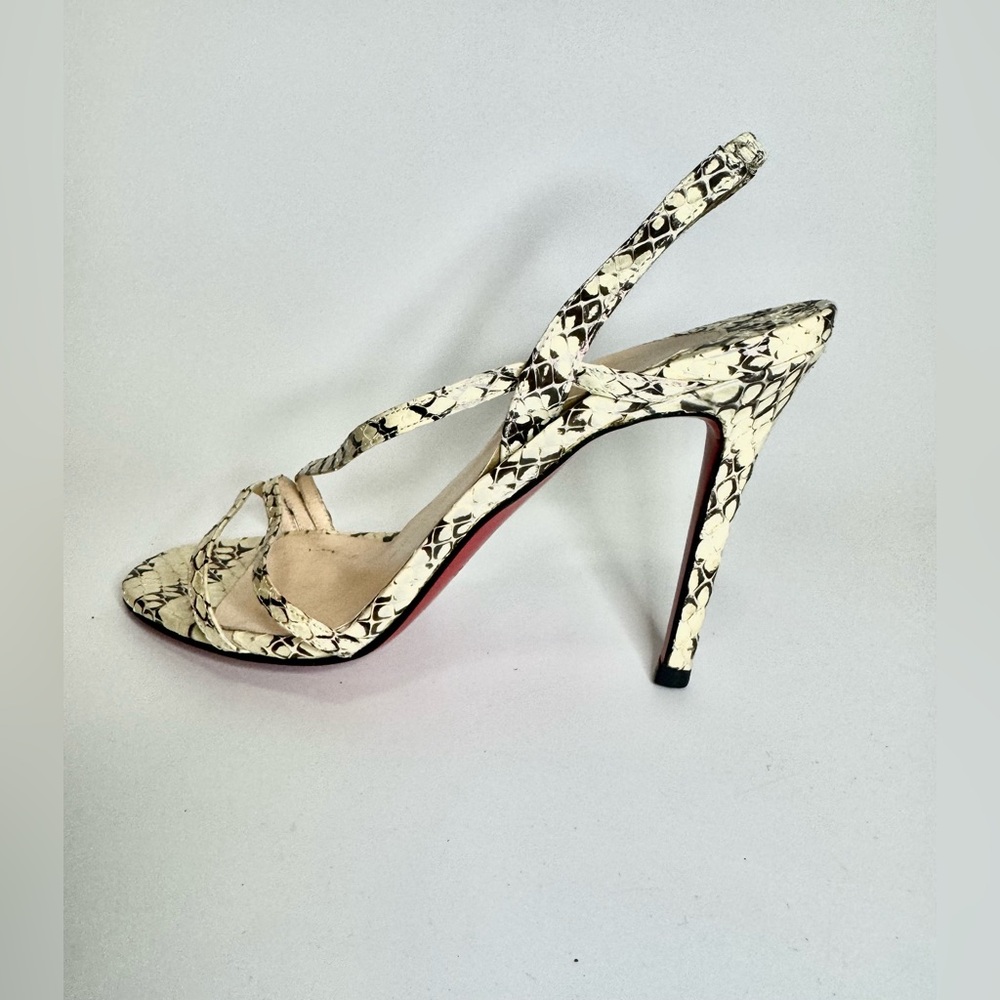$645 Christian Louboutin Snakeskin Slingback Sandals Summer Heels Neutrals 35.5